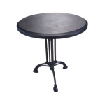 Puitplaadiga metall jalal laud must Ø65H74cm