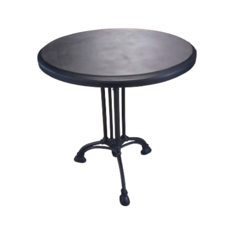 Puitplaadiga metall jalal laud must Ø65H74cm