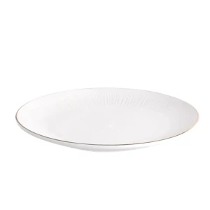 Taldrik kreemjas 19cm kuldse mustrilise äärega rent - tk