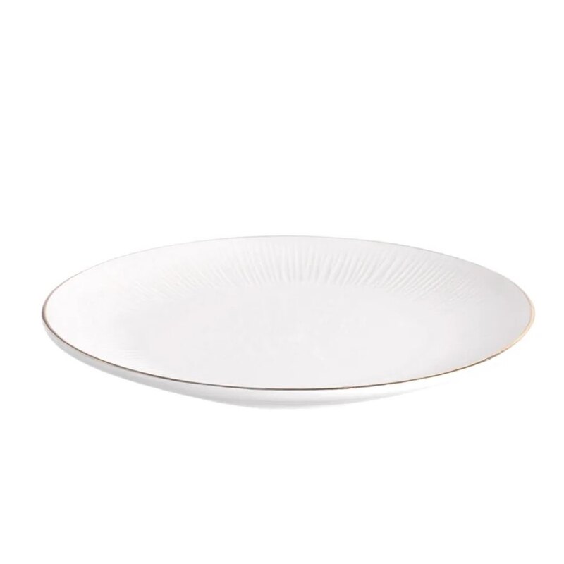 Taldrik kreemjas 19cm kuldse mustrilise äärega