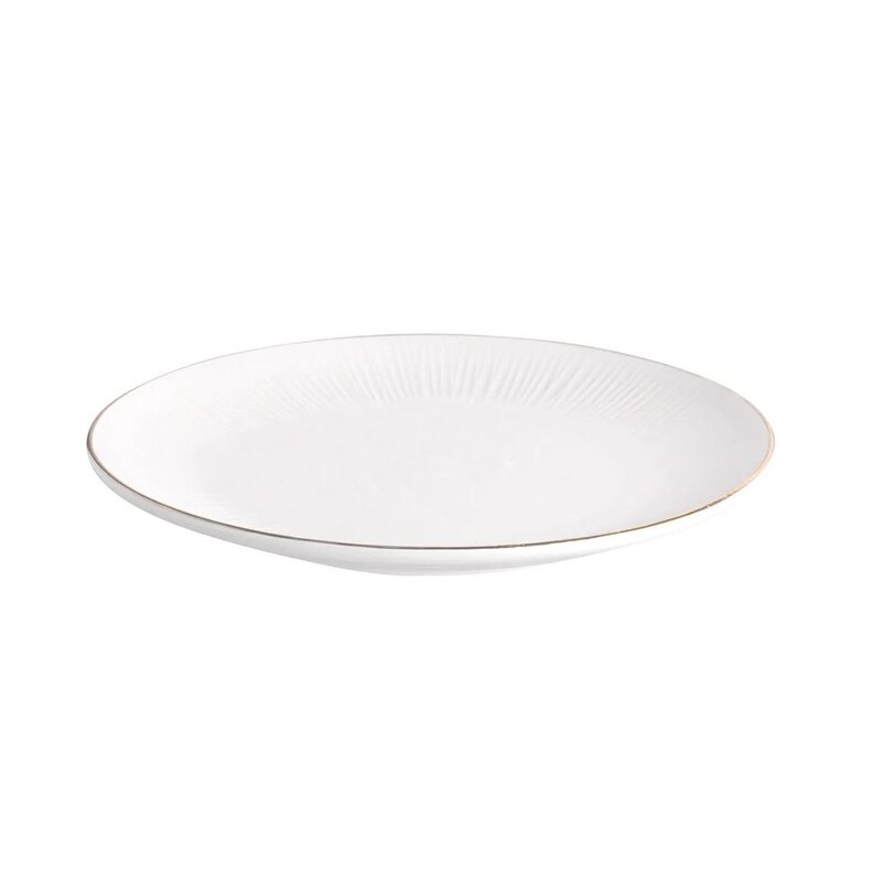 Taldrik kreemjas 25cm kuldse mustrilise äärega