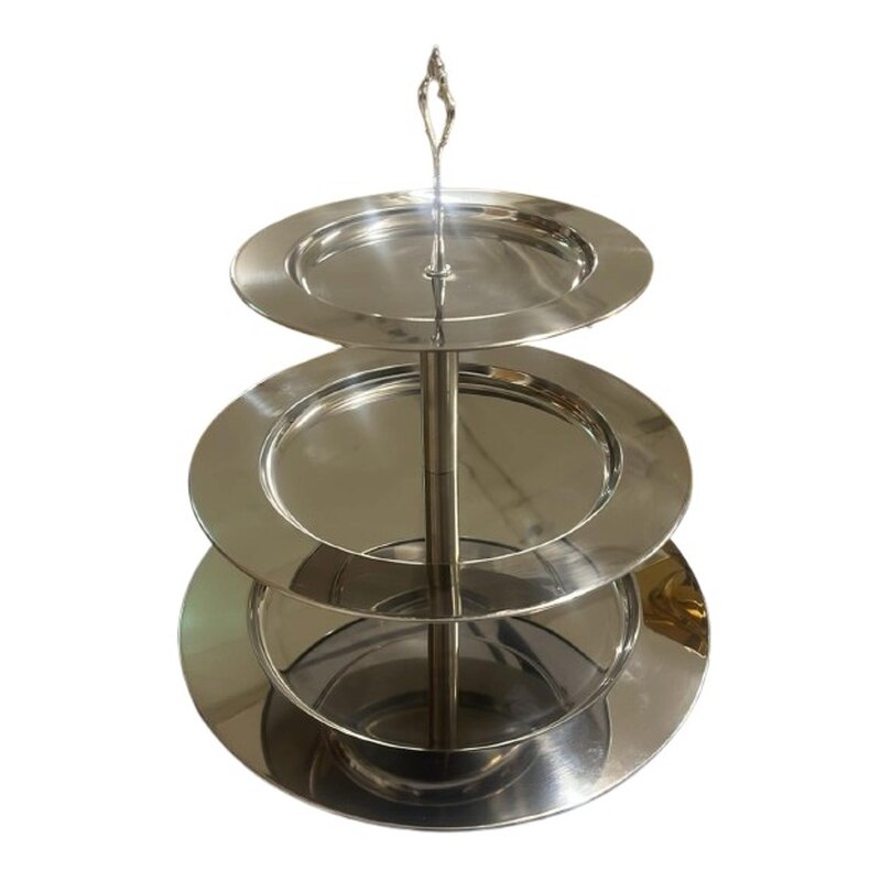 Kolmekordne hõbe läikiv vaagen H40cm 40/33/24 cm