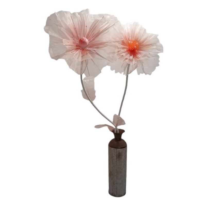 Roosa Gigant lill x2 H175H155cm valge varrega vaasis