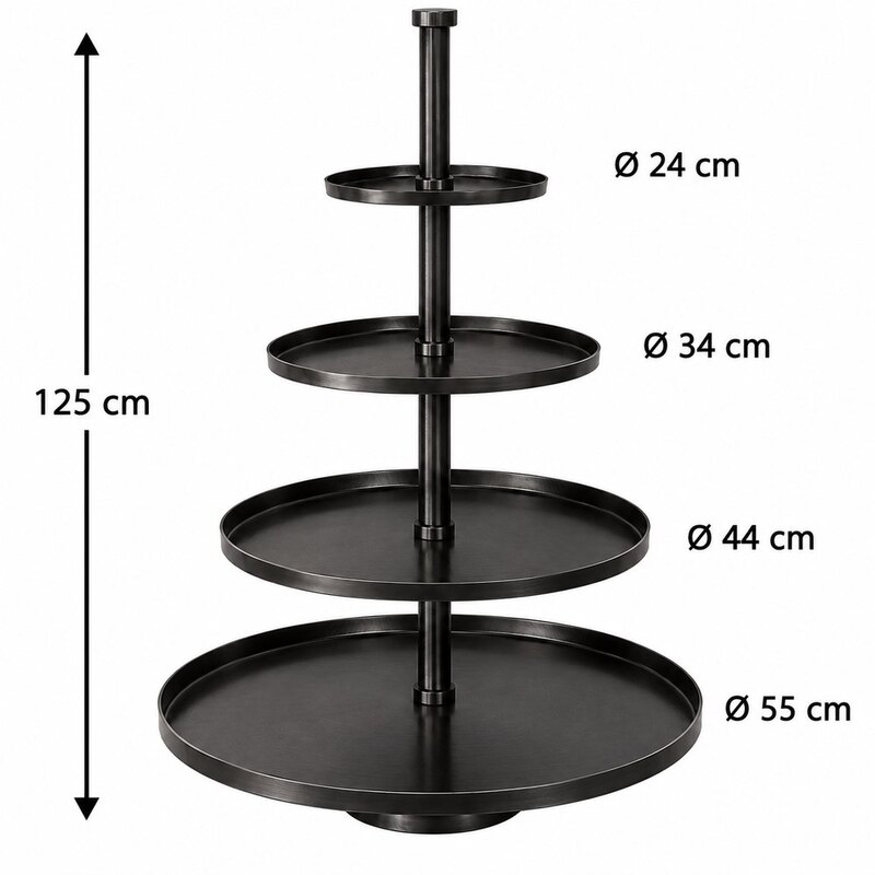 Neljakordne must korrusvaagen H125cm 55/44/34/24 cm