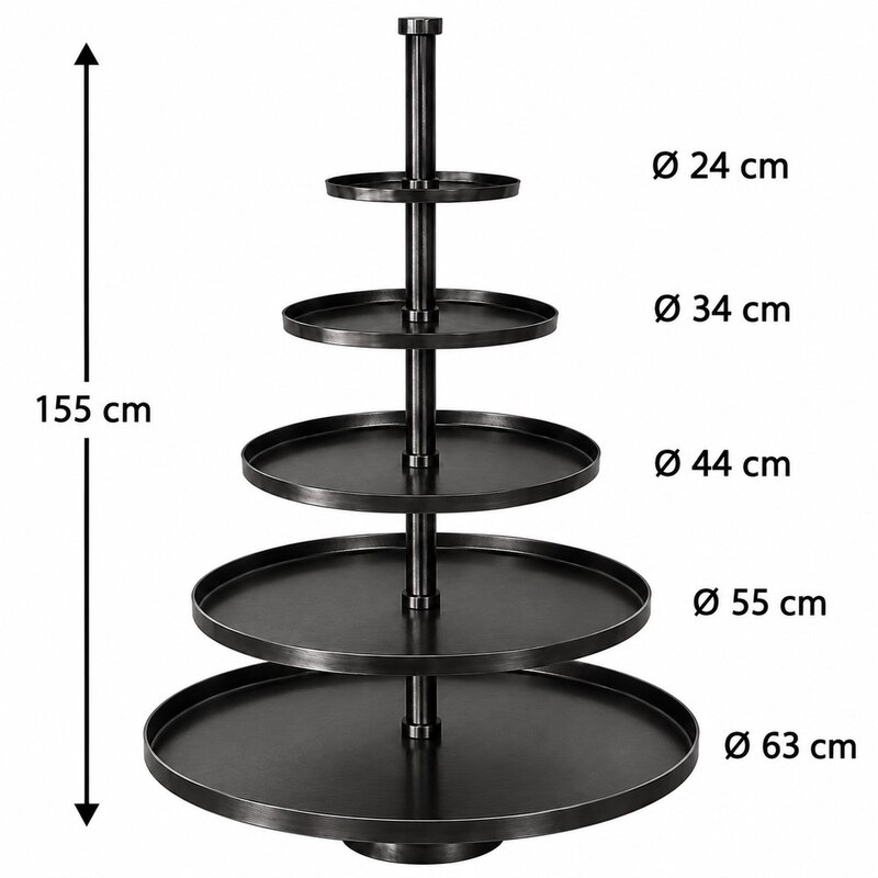 Viiekordne must korrusvaagen H155cm 63/55/44/34/24 cm
