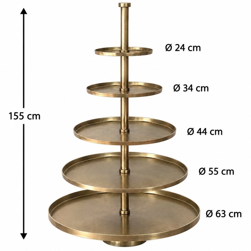 Viiekordne kuldne korrusvaagen H155cm 63/55/44/34/24 cm