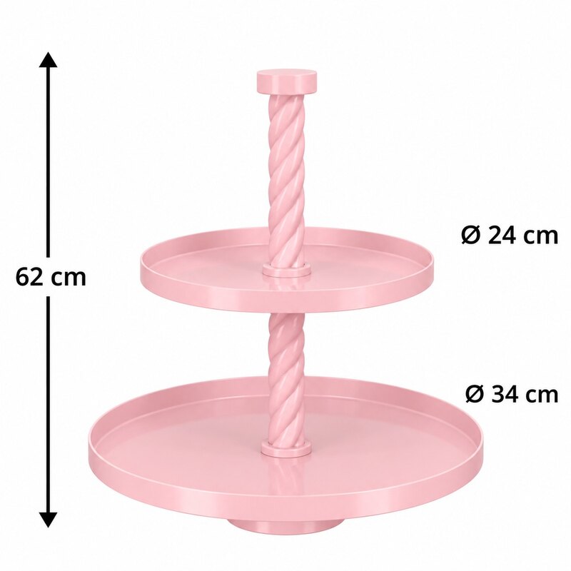 Kahekordne roosa korrusvaagen H62cm 34/24 cm