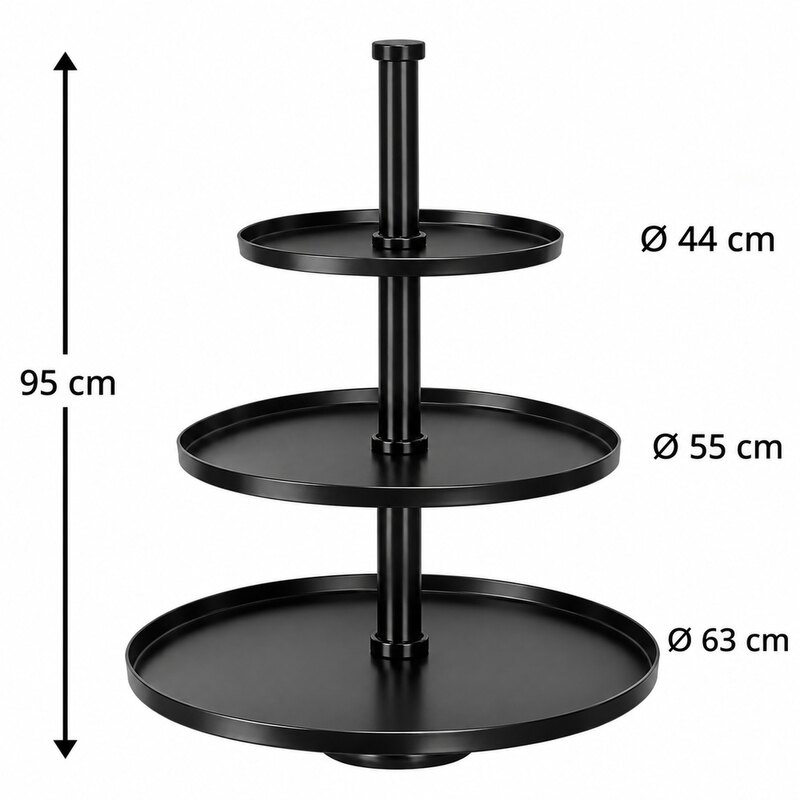 Kolmekordne EXTRA lai must korrusvaagen H95cm alum 63cm/kesk 55cm/ülem 44 cm