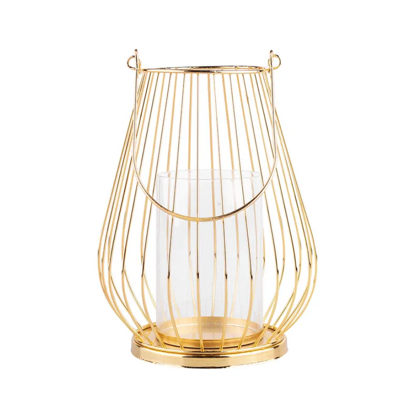 Kuldne latern sees klaas sangaga 18cm x H23 cm
